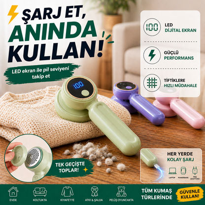 Şarj Göstergeli Tiftik Temizleme Aleti