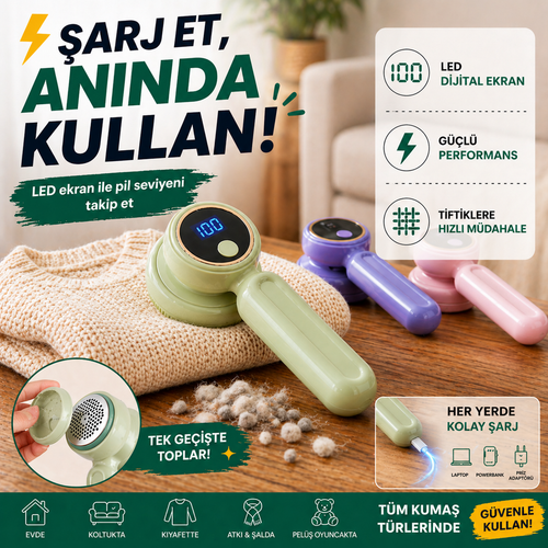 Şarj Göstergeli Tiftik Temizleme Aleti