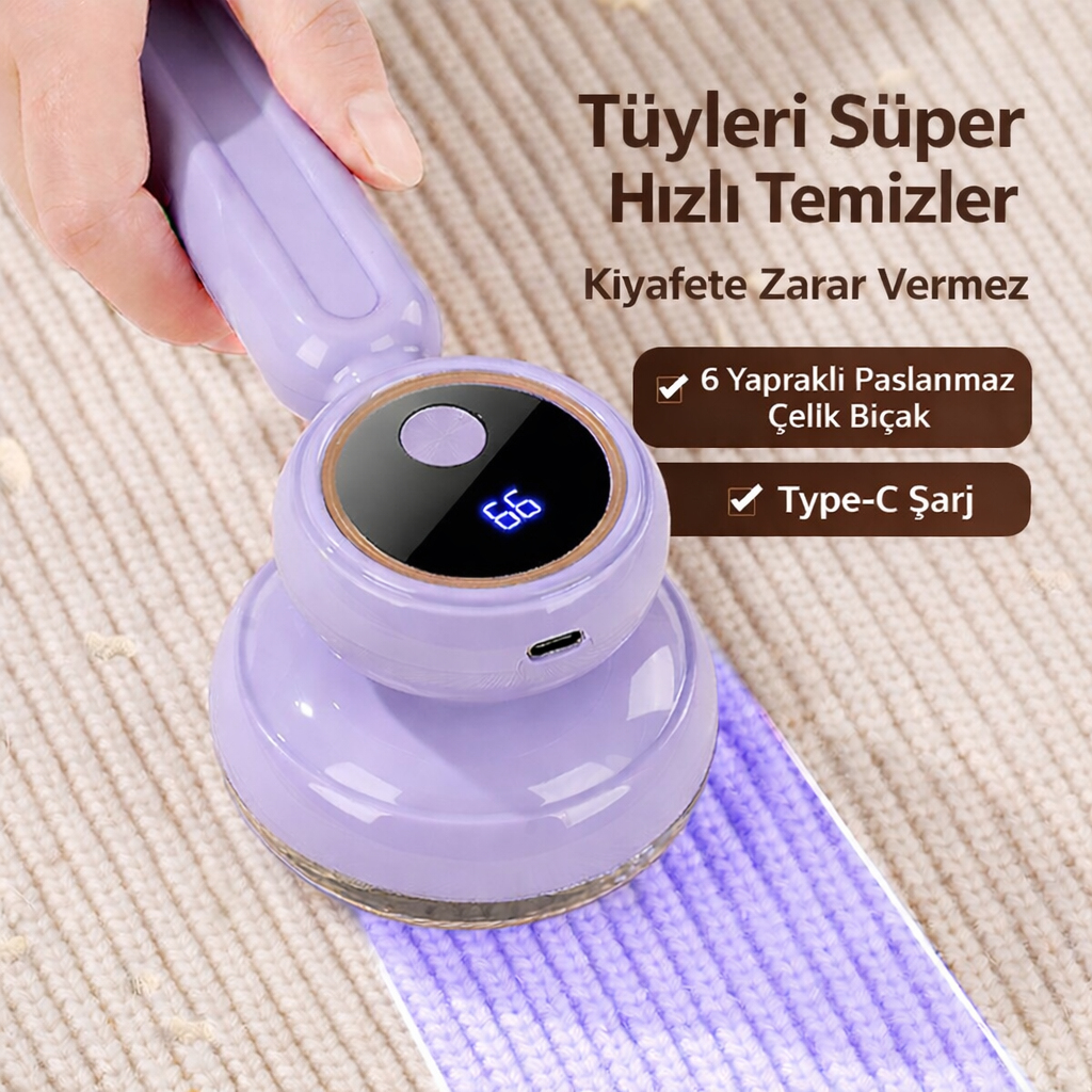 Şarj Göstergeli Tiftik Temizleme Aleti